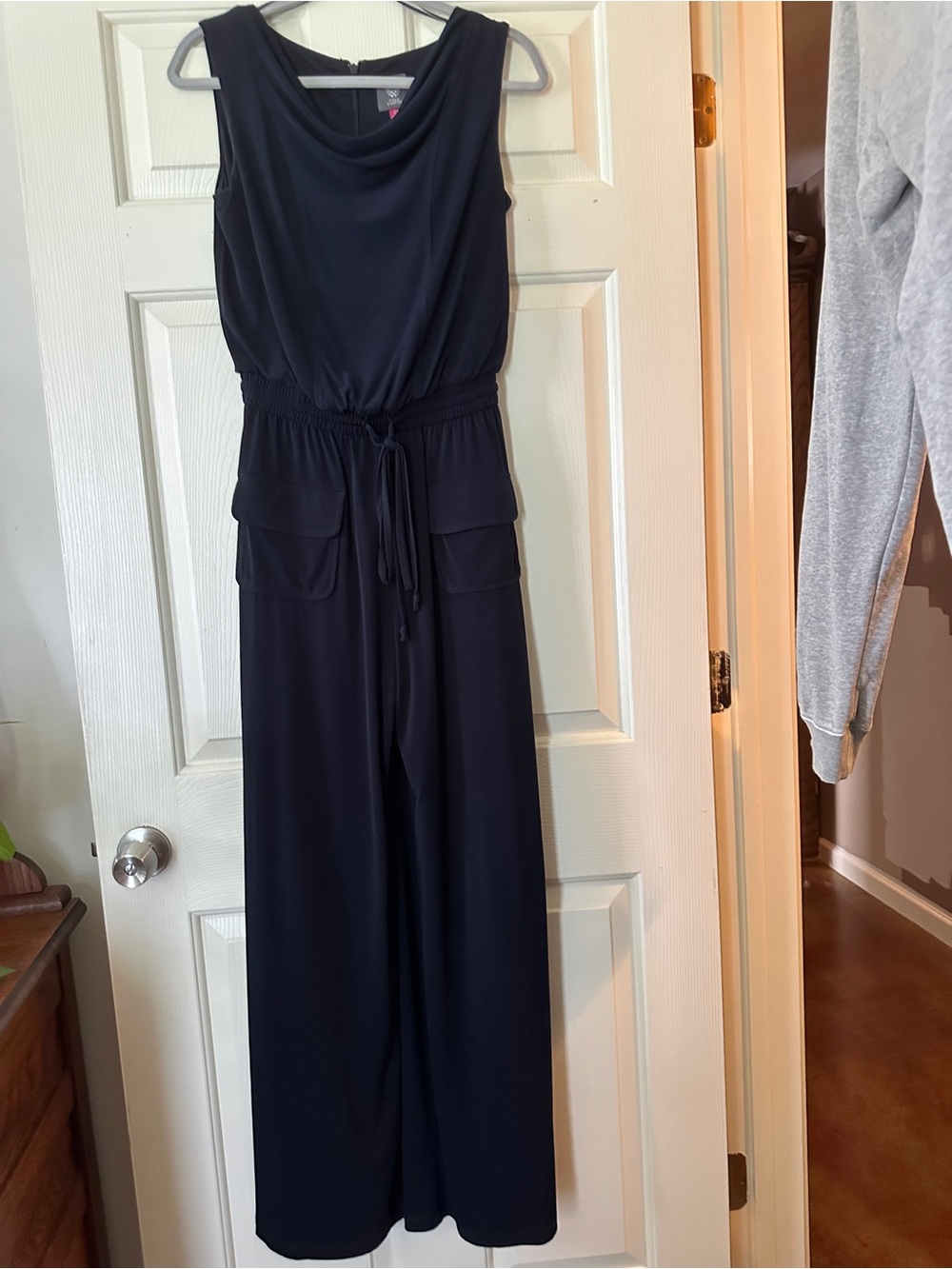 Vince Camuto Navy Sleeveless Wide-Leg Jumpsuit with Drawstring Waist
